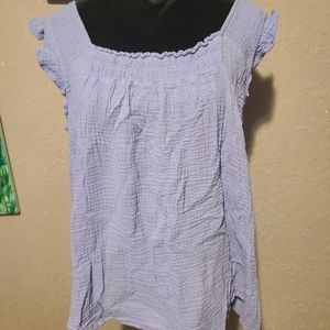 beachlunchlounge Soft Blue Ruffled Tank Top